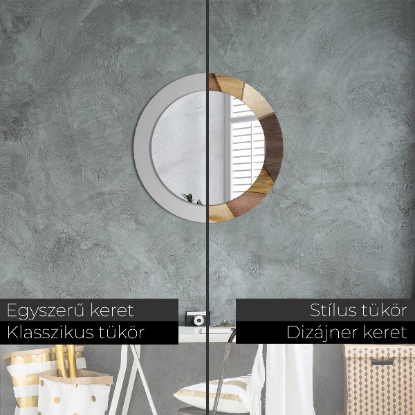 Oglinda cu decor rotunda Lemn 3d geometric