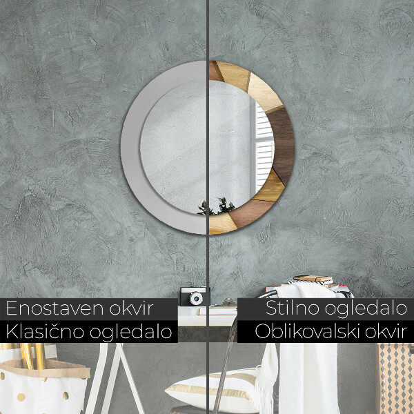 Oglinda cu decor rotunda Lemn 3d geometric