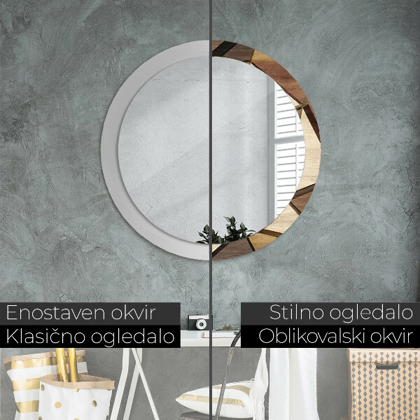 Oglinda cu decor rotunda Lemn 3d geometric