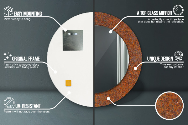 Oglinda cu decor rotunda Metal ruginit