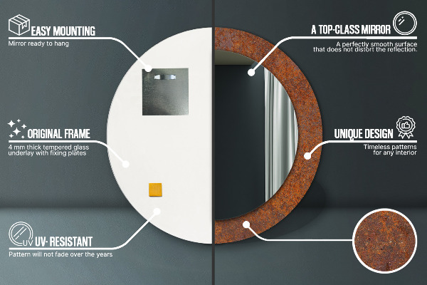 Oglinda cu decor rotunda Metal ruginit