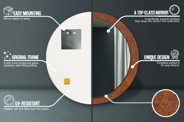 Oglinda cu decor rotunda Metal ruginit