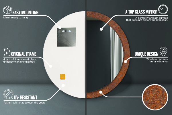 Oglinda cu decor rotunda Metal ruginit