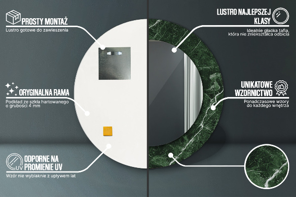 Oglinda cu decor rotunda Marmură verde