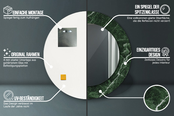 Oglinda cu decor rotunda Marmură verde