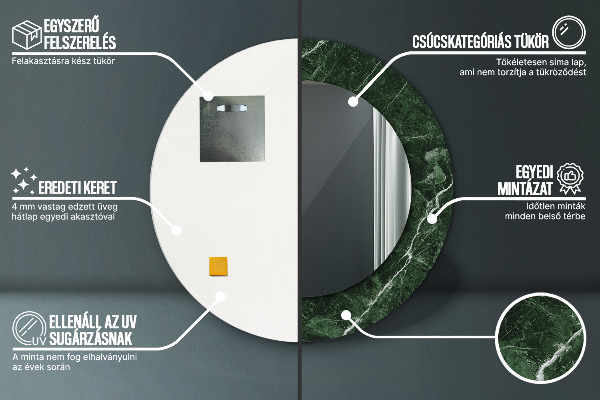 Oglinda cu decor rotunda Marmură verde