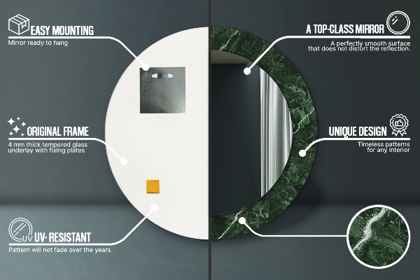 Oglinda cu decor rotunda Marmură verde