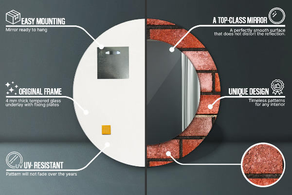 Oglinda cu decor rotunda Caramida rosie