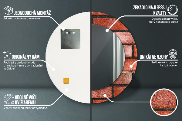 Oglinda cu decor rotunda Caramida rosie