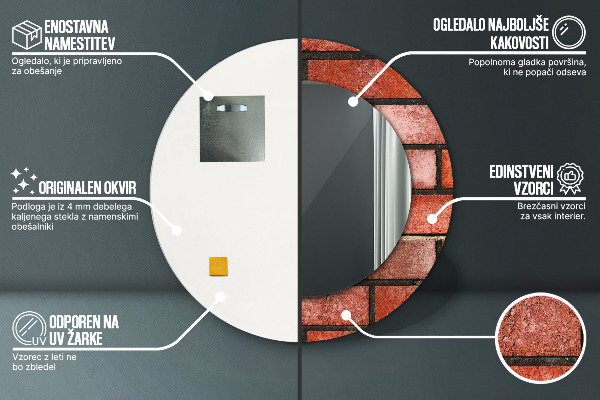 Oglinda cu decor rotunda Caramida rosie