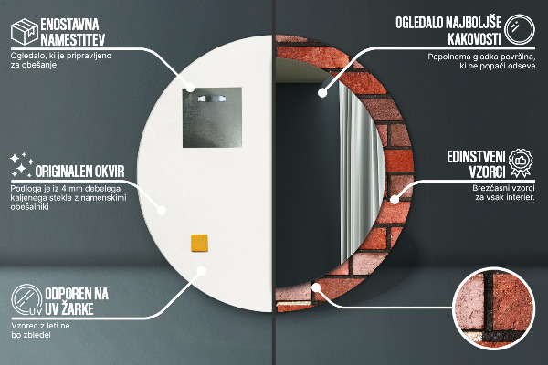 Oglinda cu decor rotunda Caramida rosie