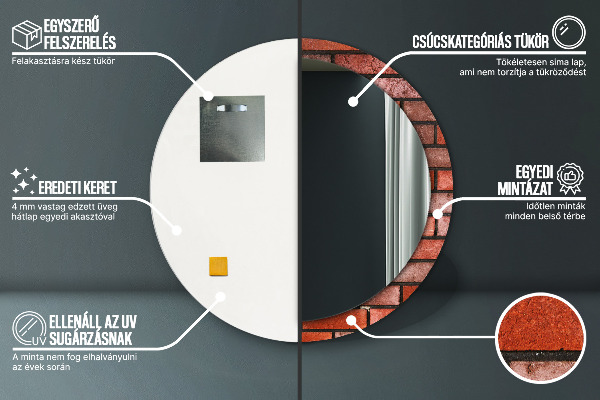 Oglinda cu decor rotunda Caramida rosie