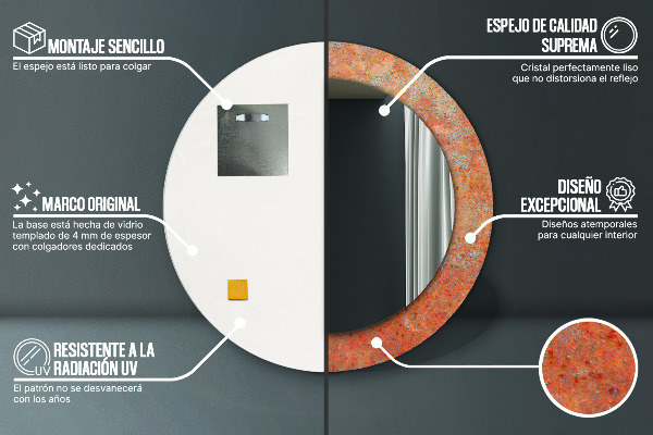 Decoratiuni perete cu oglinda Metal ruginit