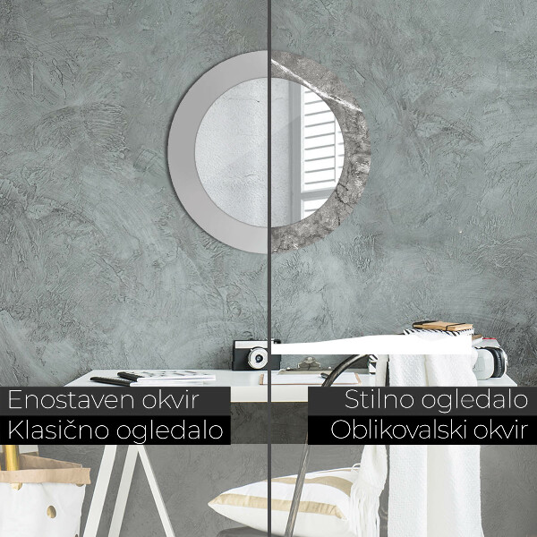 Oglinda rotunda rama cu imprimeu Marmură rustică