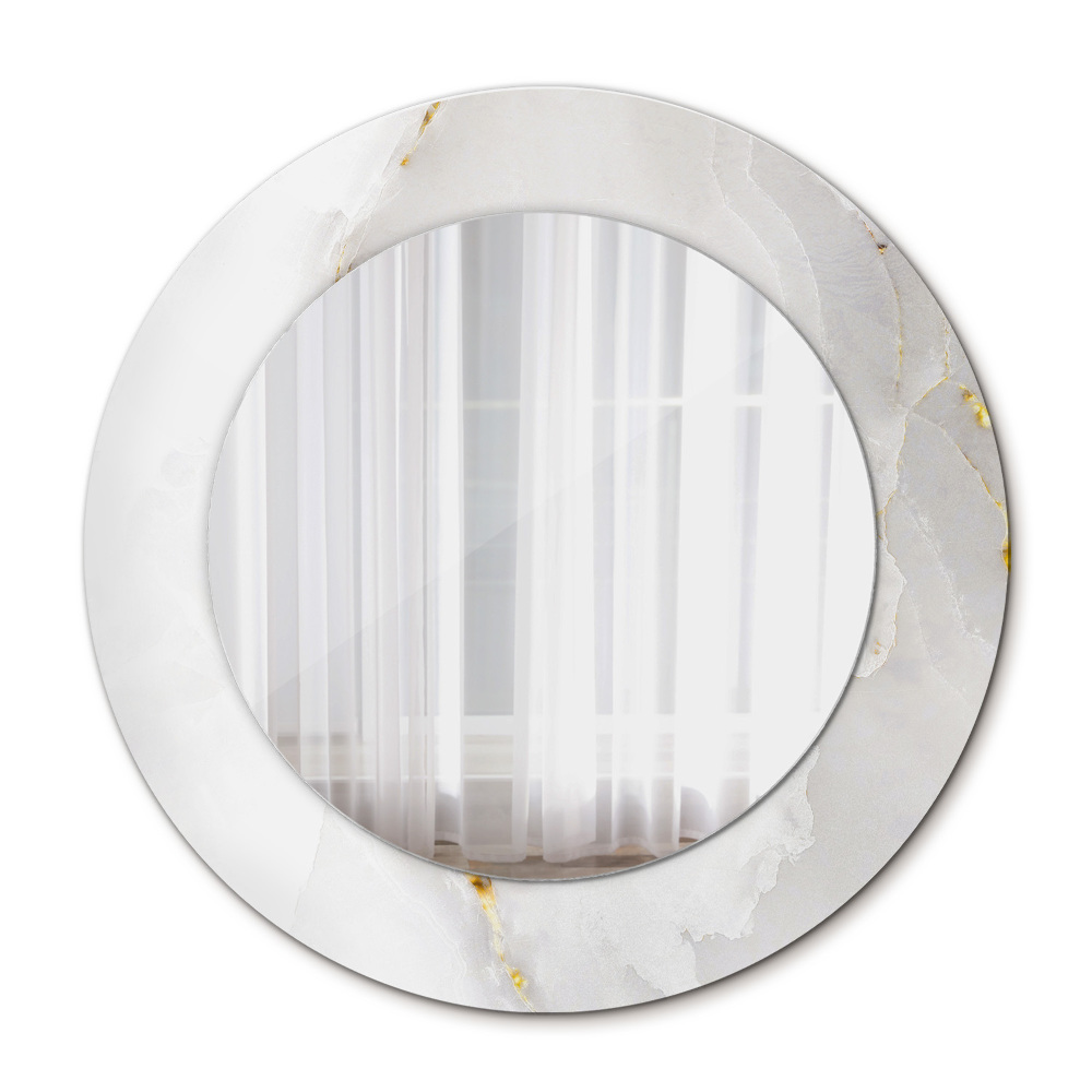 Oglinda rotunda rama cu imprimeu Marmură strălucitoare