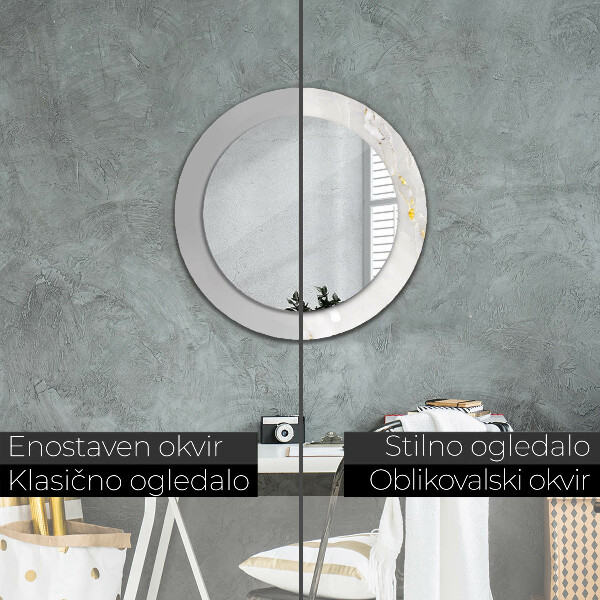 Oglinda rotunda rama cu imprimeu Marmură strălucitoare