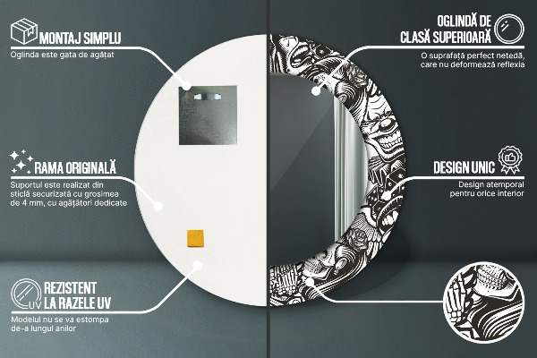 Oglinda rotunda imprimata Fluid abstract