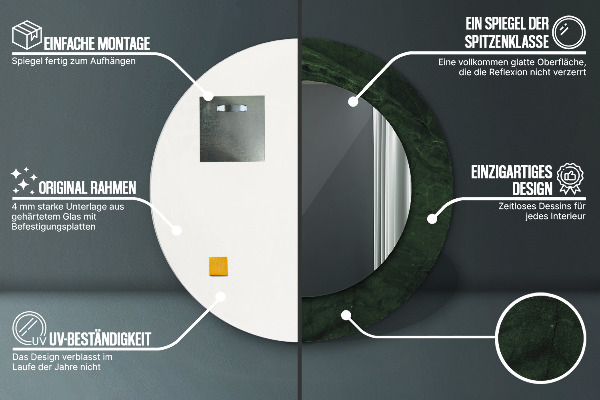 Oglinda rotunda imprimata Marmură verde