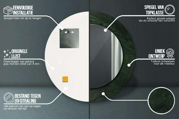 Oglinda rotunda imprimata Marmură verde
