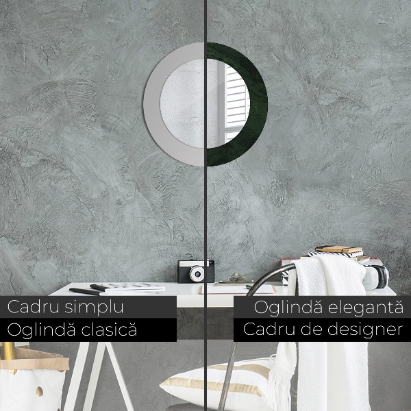 Oglinda rotunda imprimata Marmură verde