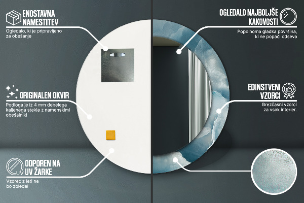 Oglinda rotunda imprimata Marmură albastră onyx