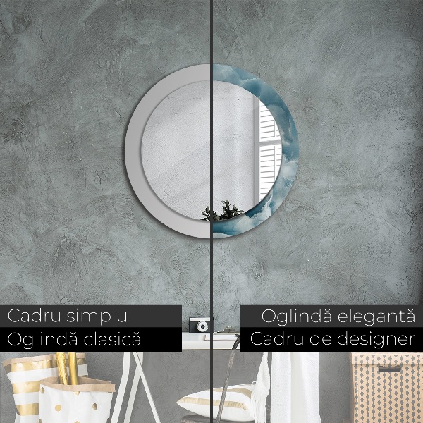 Oglinda rotunda imprimata Marmură albastră onyx