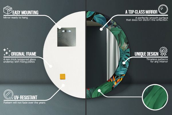 Oglinda cu decor rotunda Pădure în junglă