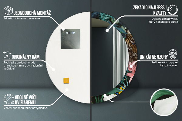 Oglinda cu decor rotunda Pădure în junglă