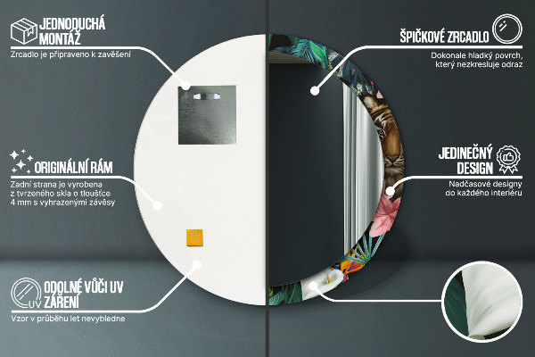 Oglinda cu decor rotunda Pădure în junglă