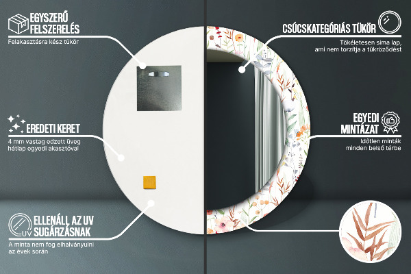 Oglinda cu decor rotunda Flori sălbatice