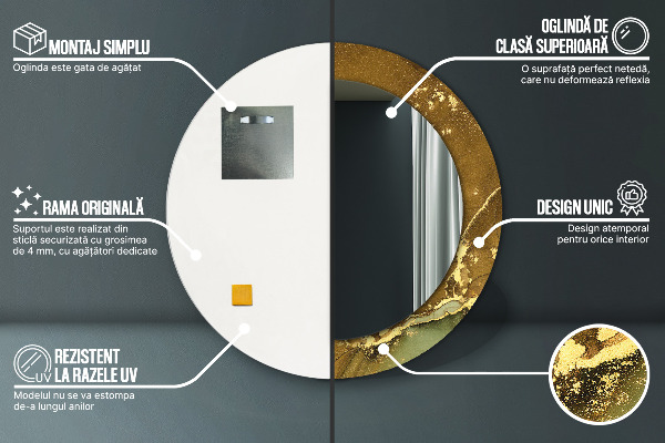 Oglinda cu decor rotunda Vârtejuri metalice