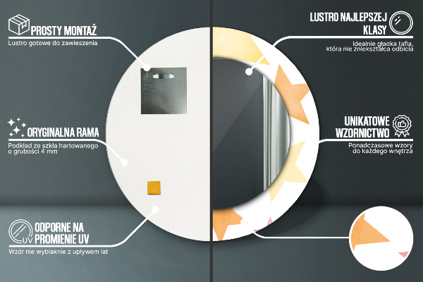 Oglinda cu decor rotunda Stele pastelate