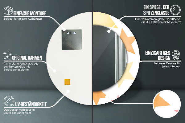 Oglinda cu decor rotunda Stele pastelate