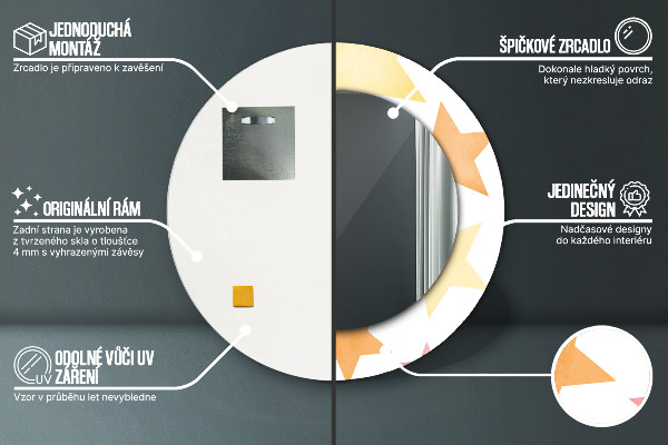 Oglinda cu decor rotunda Stele pastelate