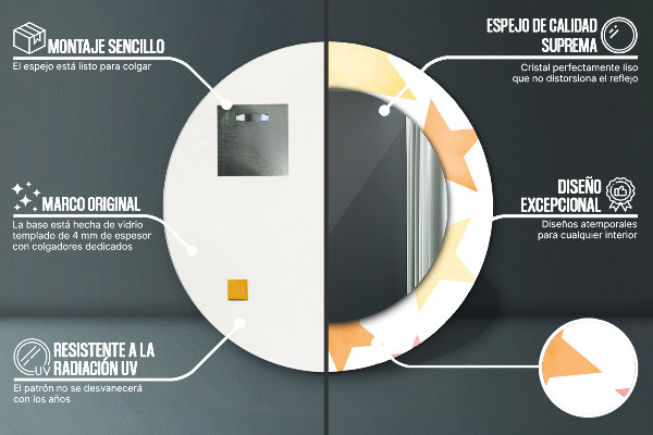 Oglinda cu decor rotunda Stele pastelate