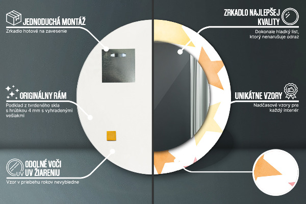 Oglinda cu decor rotunda Stele pastelate