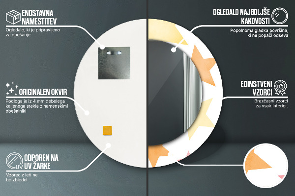 Oglinda cu decor rotunda Stele pastelate