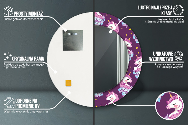 Oglinda cu decor rotunda Stele unicorn