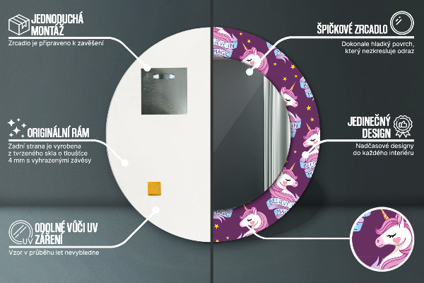 Oglinda cu decor rotunda Stele unicorn