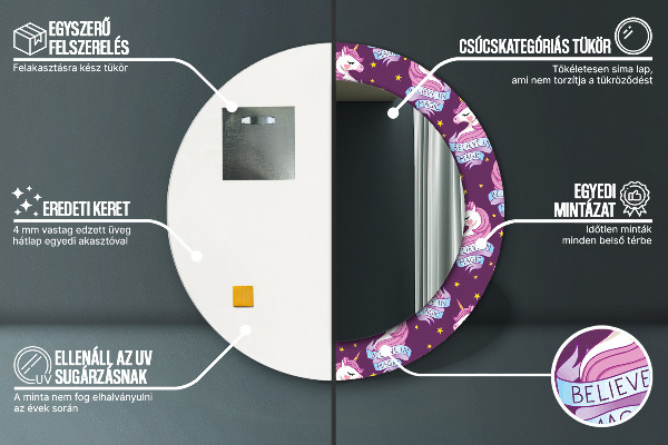 Oglinda cu decor rotunda Stele unicorn