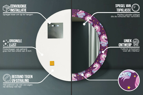 Oglinda cu decor rotunda Stele unicorn