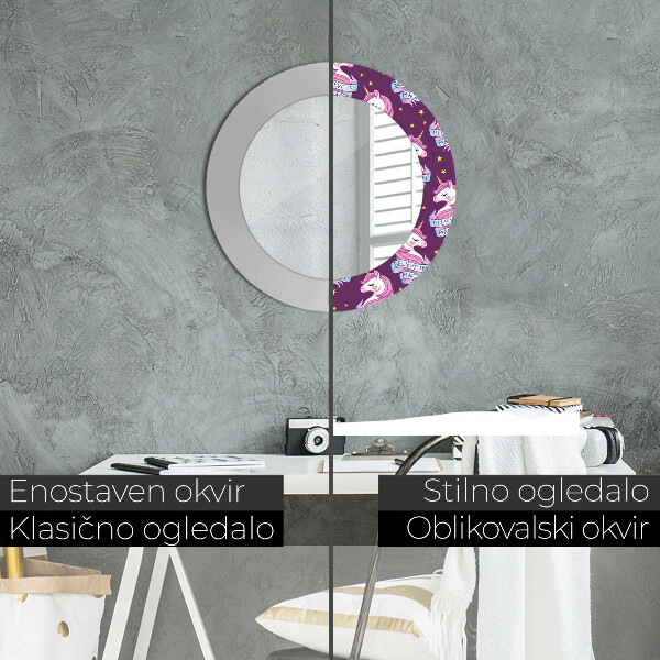 Oglinda cu decor rotunda Stele unicorn