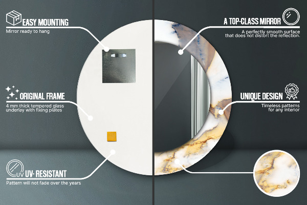 Decoratiuni perete cu oglinda Marmură albă