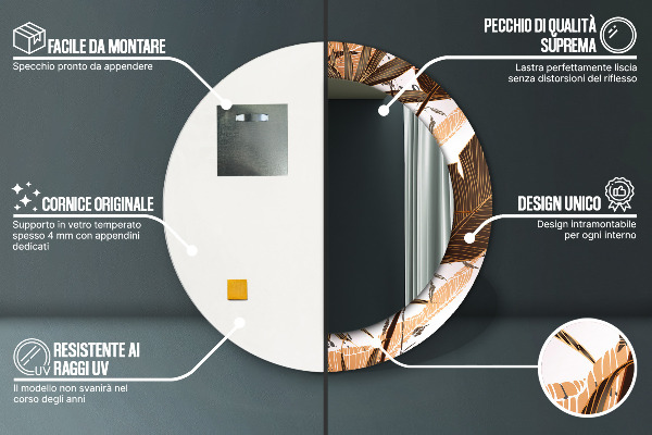 Decoratiuni perete cu oglinda Frunze de palmier