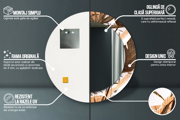 Decoratiuni perete cu oglinda Frunze de palmier