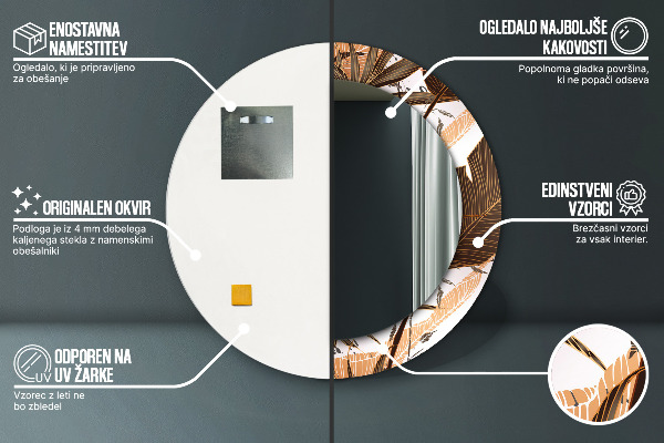 Decoratiuni perete cu oglinda Frunze de palmier