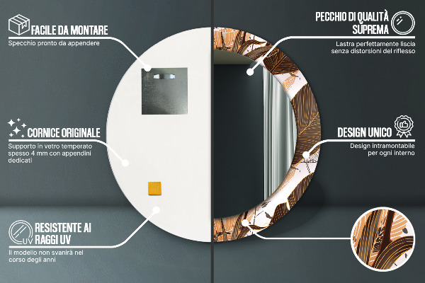 Decoratiuni perete cu oglinda Frunze de palmier