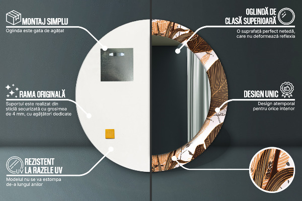 Decoratiuni perete cu oglinda Frunze de palmier