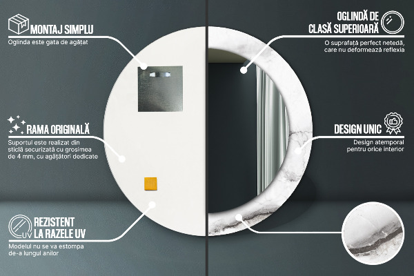 Decoratiuni perete cu oglinda Marmură albă