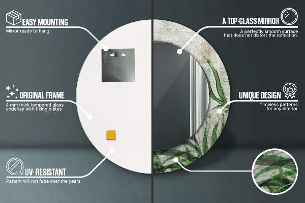 Decoratiuni perete cu oglinda Frunze de ferigă